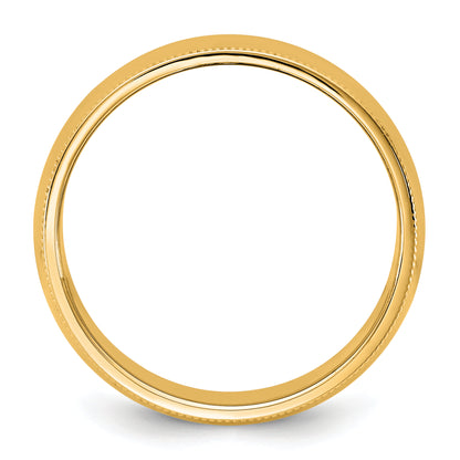 10K Yellow Gold 10Ky 7mm Milgrain Half Round Band Size 6