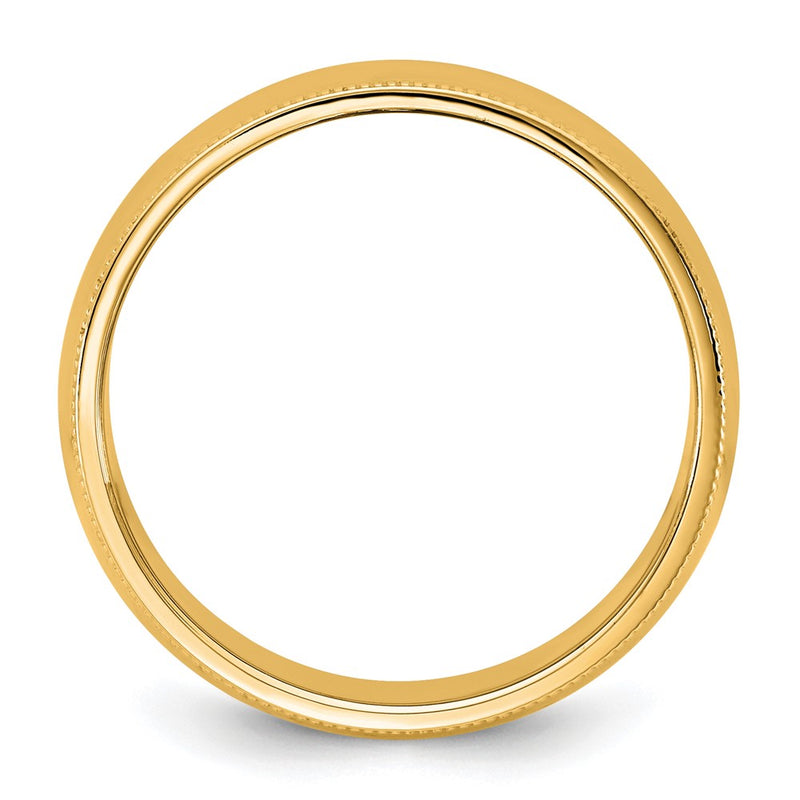 10K Yellow Gold 10Ky 7mm Milgrain Half Round Band Size 10.5