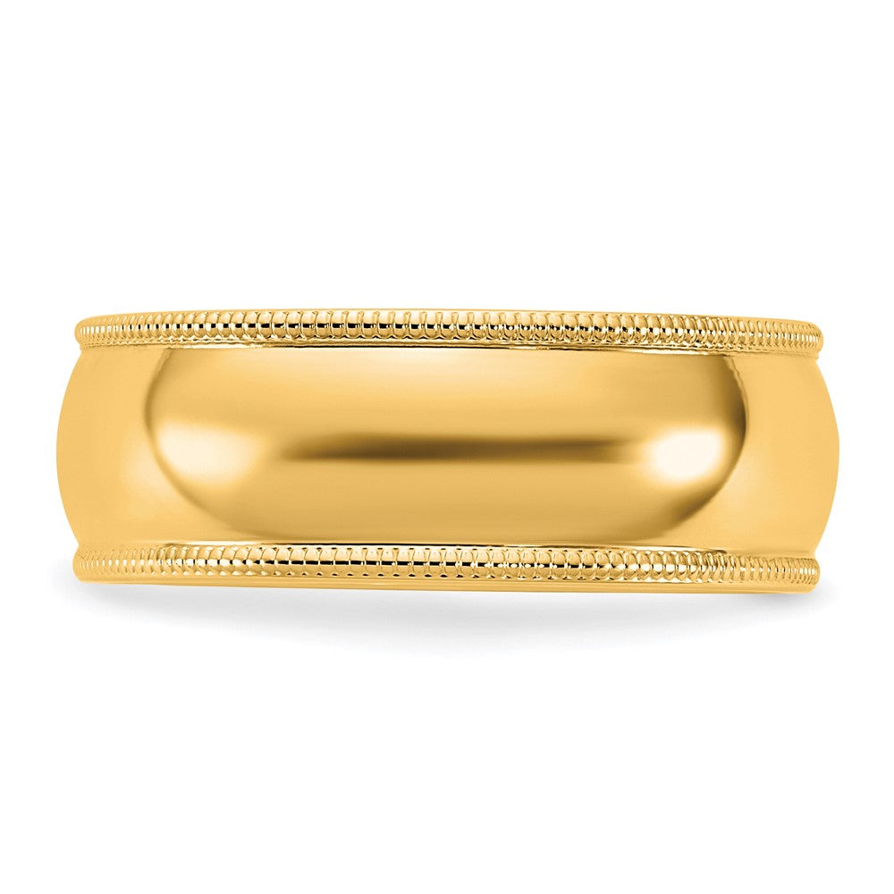 10K Yellow Gold 10Ky 7mm Milgrain Half Round Band Size 10.5