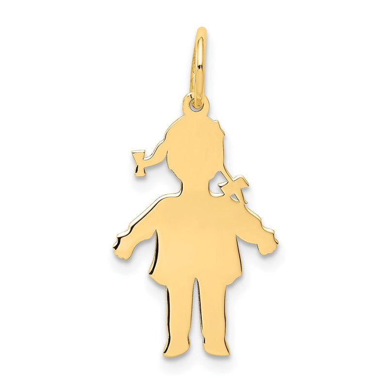 14K Yellow Gold Plain Polished Small Girl Charm