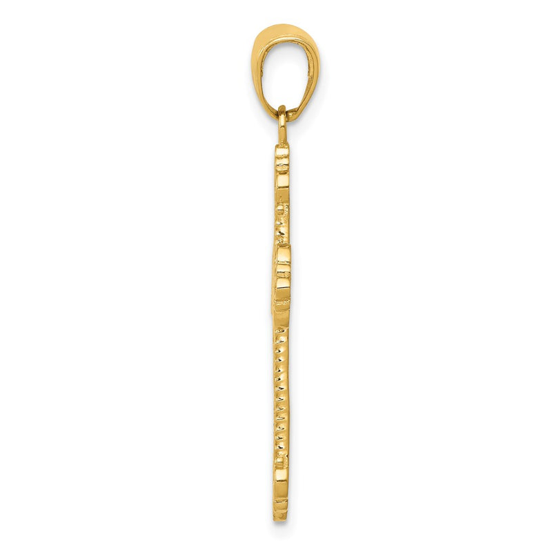14K Yellow Gold Fleur De Lis Cross Charm