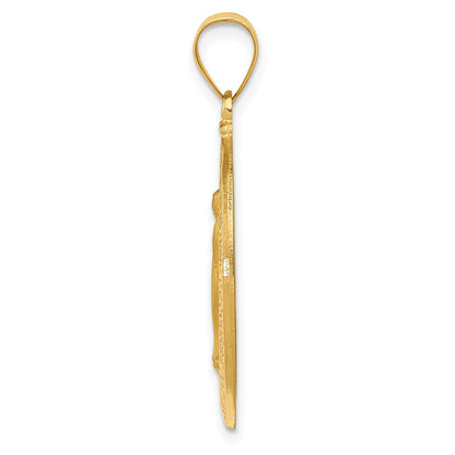 14K Yellow Gold Hollow Miraculous Medal Oval Pendant