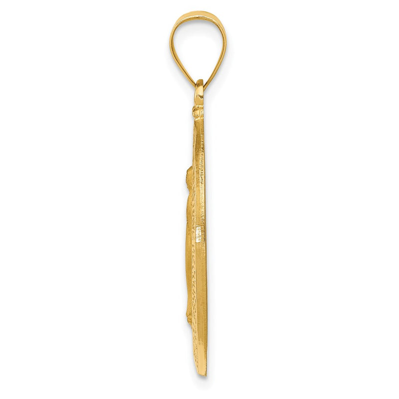 14K Yellow Gold Hollow Miraculous Medal Oval Pendant