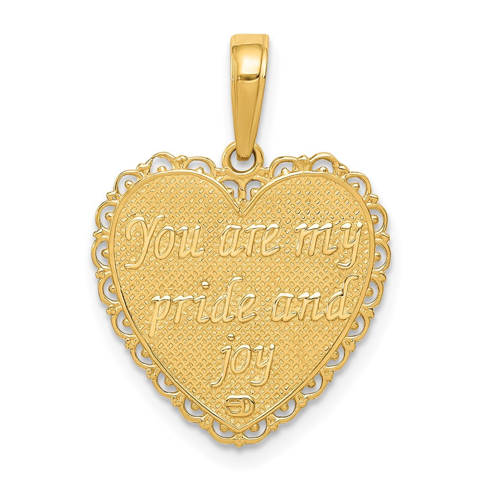 14K Yellow Gold Reversible For My Daughter Heart Pendant