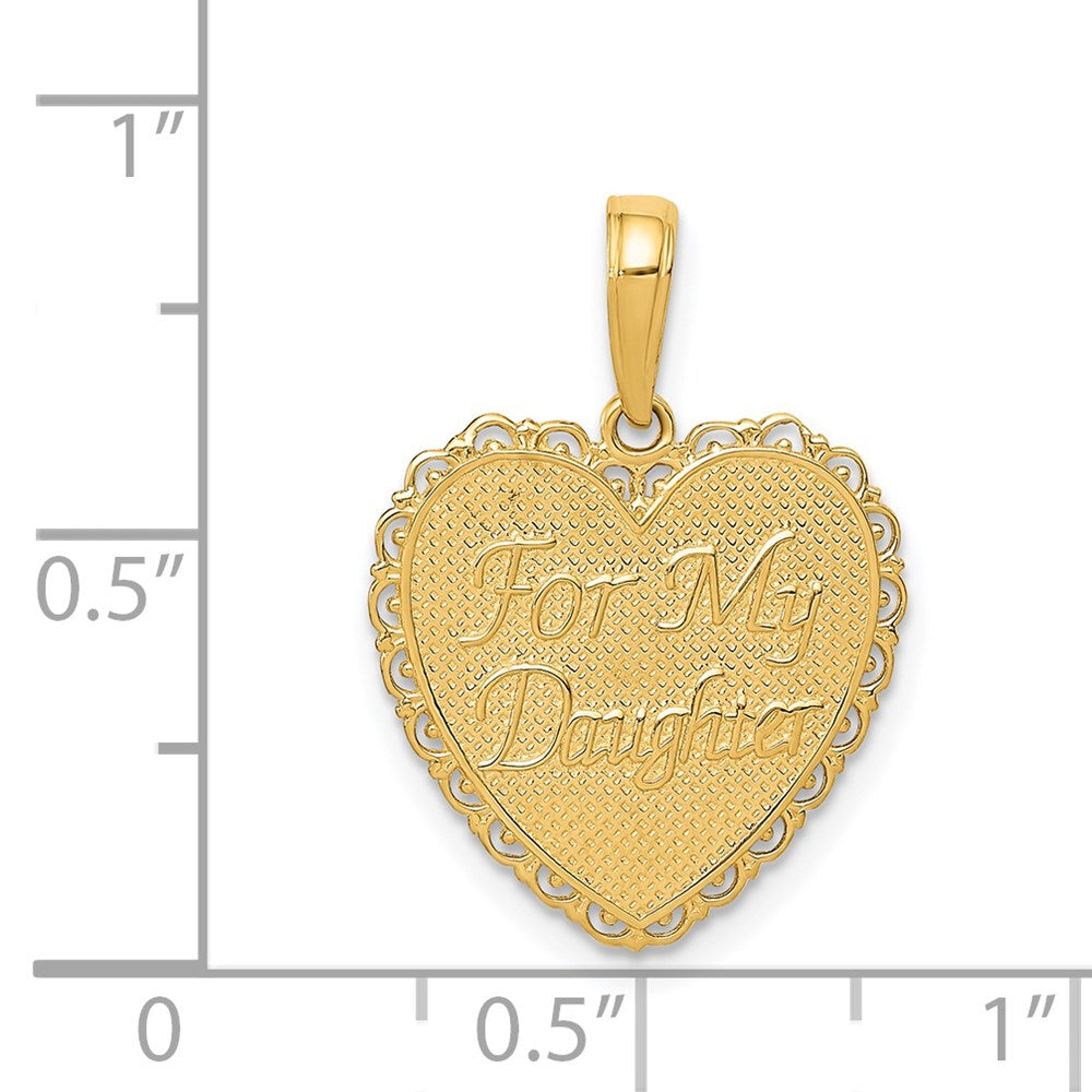 14K Yellow Gold Reversible For My Daughter Heart Pendant