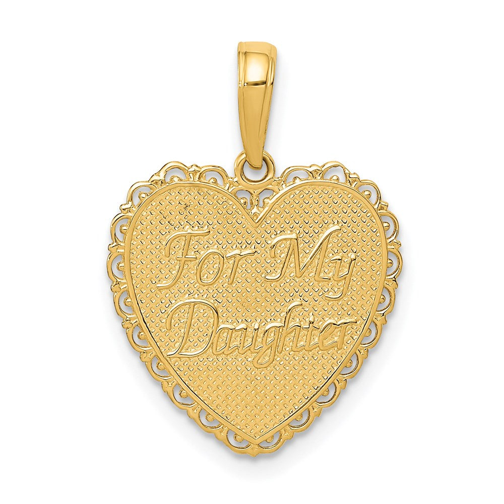 14K Yellow Gold Reversible For My Daughter Heart Pendant