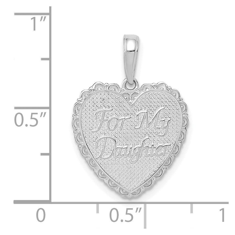 14K White Gold Reversible For My Daughter Heart Pendant