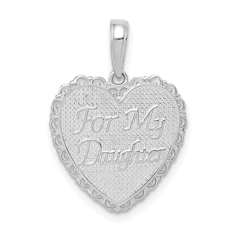 14K White Gold Reversible For My Daughter Heart Pendant