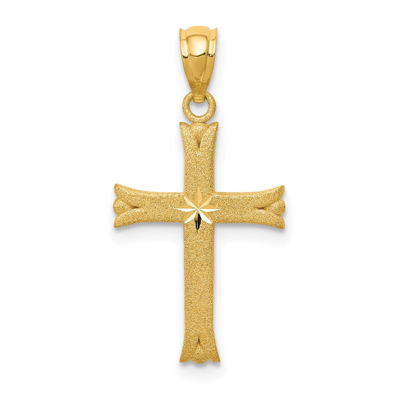 14K Yellow Gold Satin Cross Charm