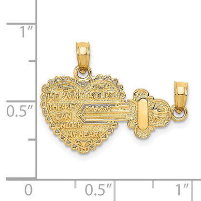 14K Yellow Gold Polished 2 Piece Break Apart He Who Holds The Key Charms