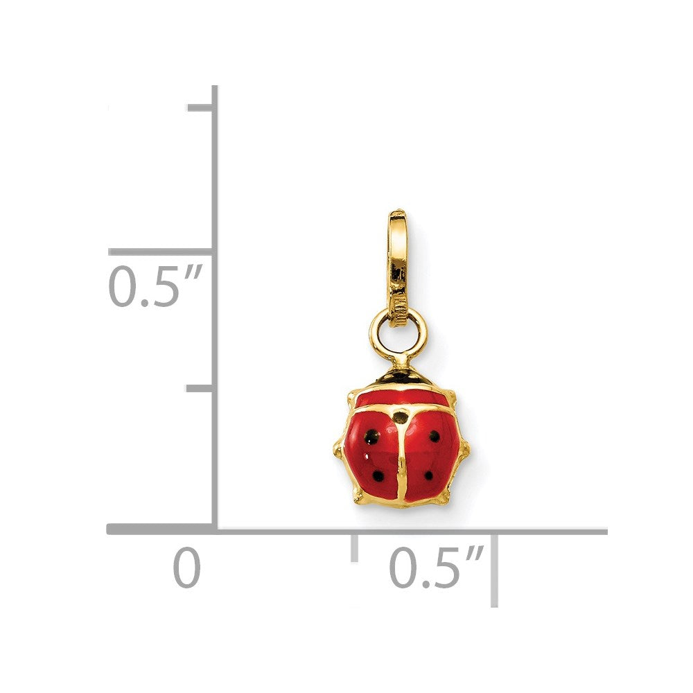 14K Yellow Gold Enameled Ladybug Charm