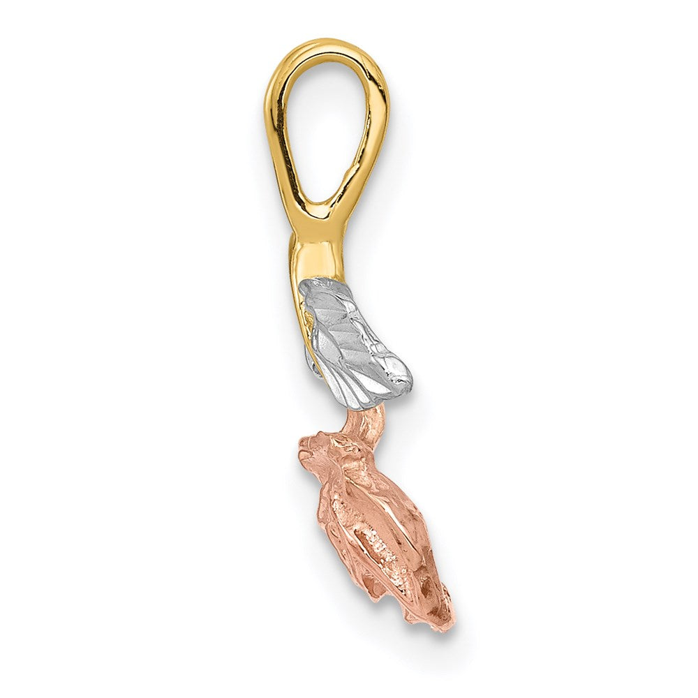 14K Yellow & Rhodium W/White And Rose Chain Slide
