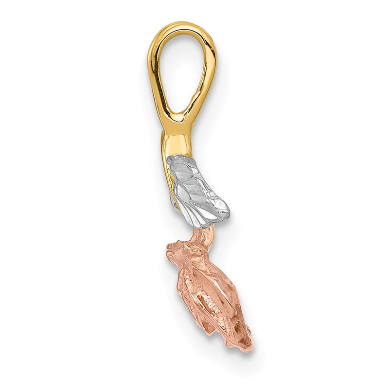 14K Yellow & Rhodium W/White And Rose Chain Slide
