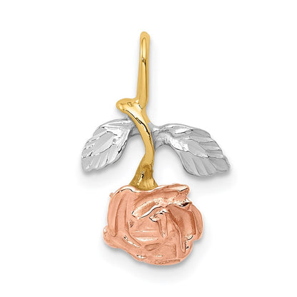 14K Yellow & Rhodium W/White And Rose Chain Slide