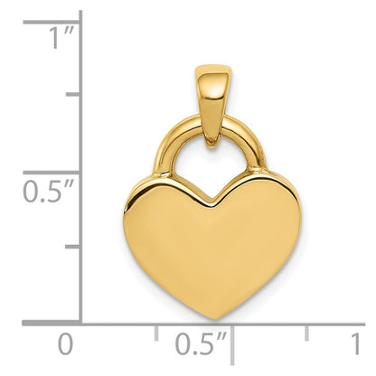 14K Yellow & Rhodium Hollow Polished 3D Reversible Heart Charm