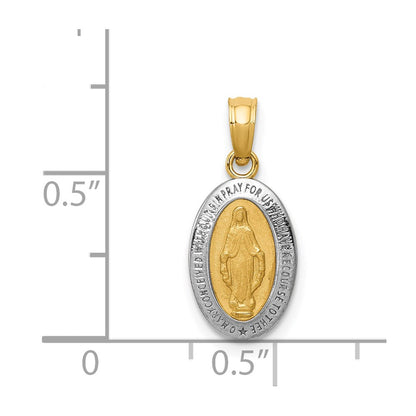 14K Yellow & Rhodium W/Rhodium Miraculous Medal Charm