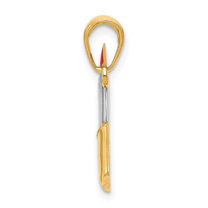 14K Yellow & Rhodium And Enameled Lipstick Charm