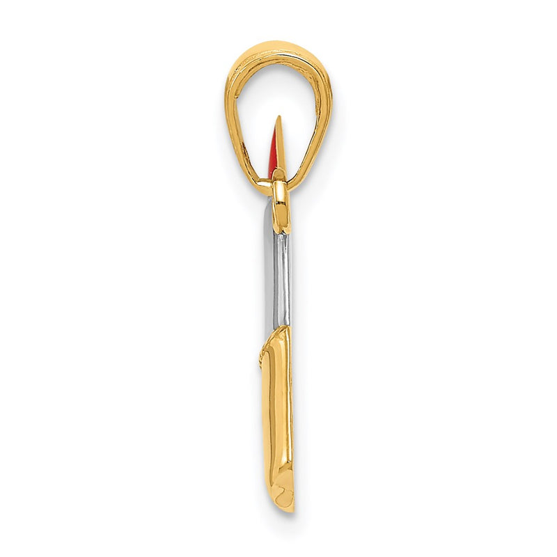 14K Yellow & Rhodium And Enameled Lipstick Charm