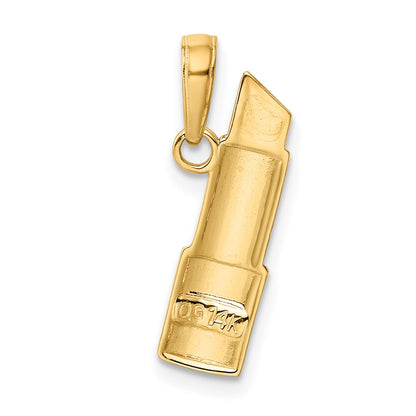 14K Yellow & Rhodium And Enameled Lipstick Charm