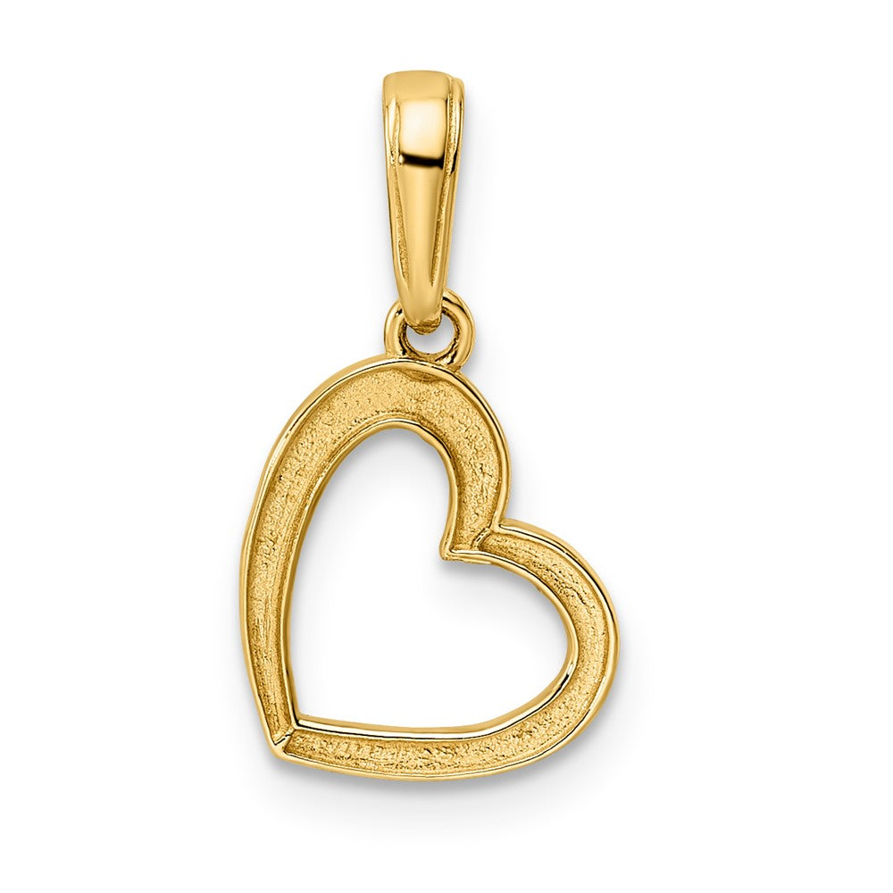 14K Yellow & Rhodium And White Diamond-Cut Heart Pendant