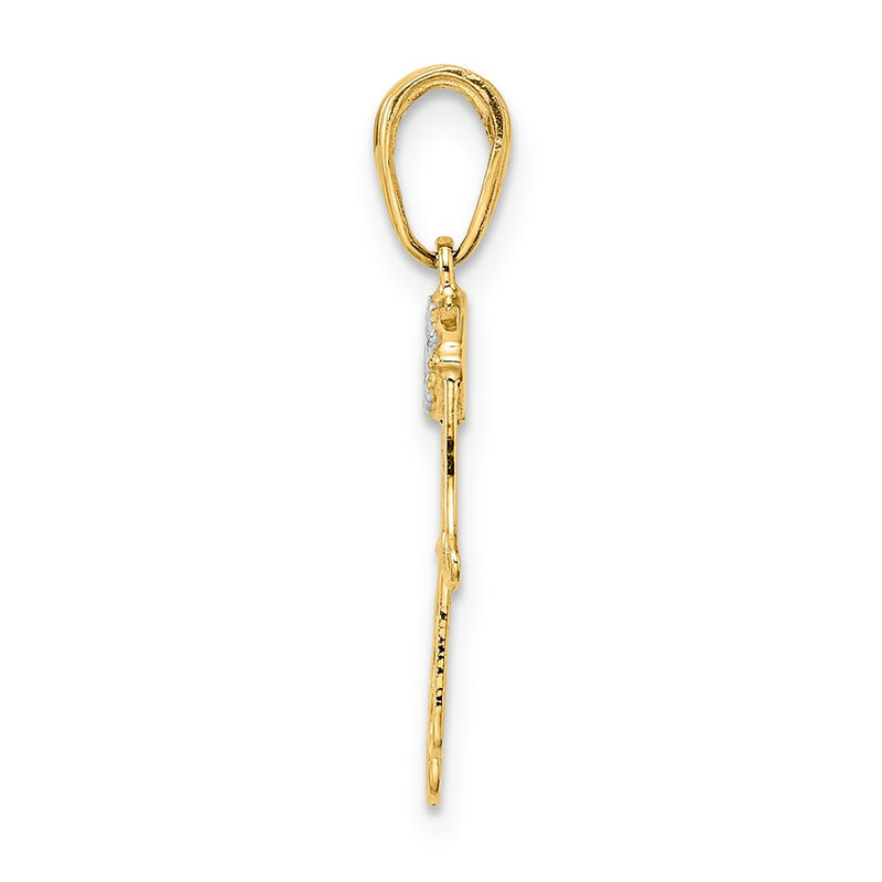 14K Yellow & Rhodium White D/C Evil Eye Hamsa Pendant