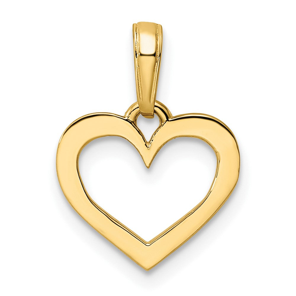 14K Yellow & Rhodium And White Diamond-Cut Heart Pendant