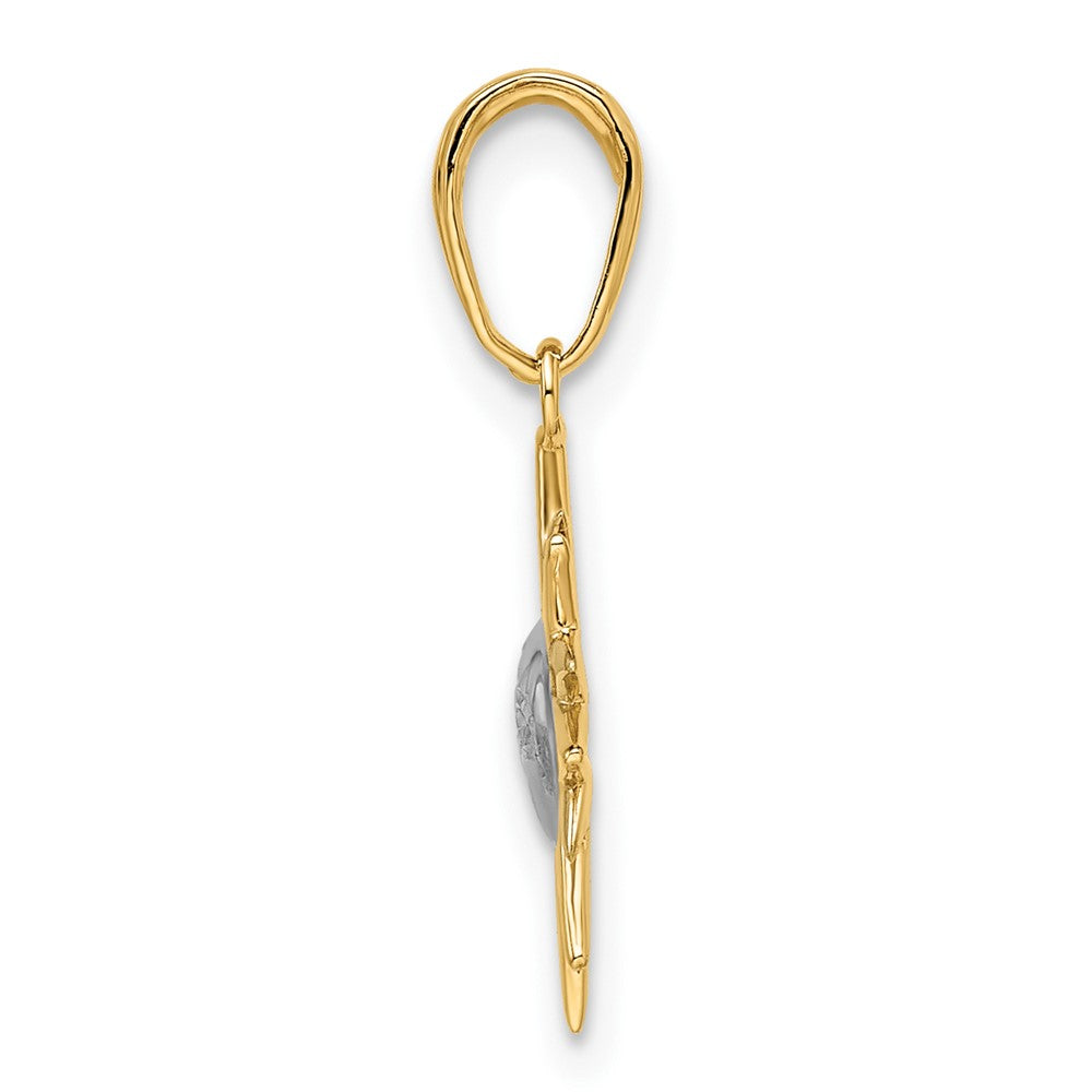 14K Yellow & Rhodium White D/C Sun Pendant