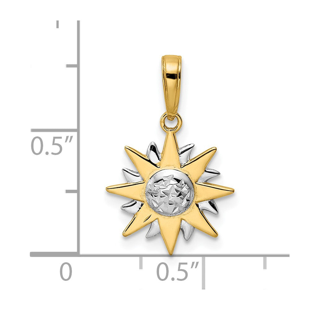 14K Yellow & Rhodium White D/C Sun Pendant