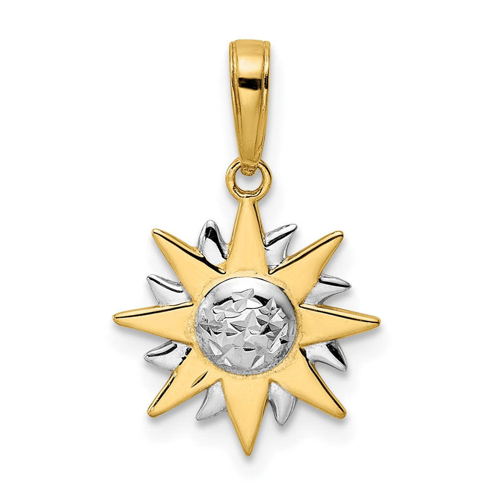 14K Yellow & Rhodium White D/C Sun Pendant