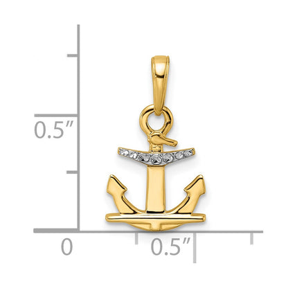 14K Yellow & Rhodium 14K/White D/C Anchor Pendant