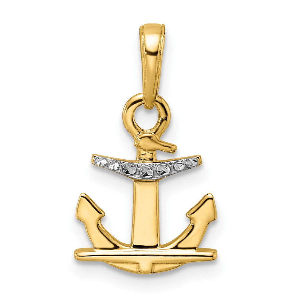 14K Yellow & Rhodium 14K/White D/C Anchor Pendant