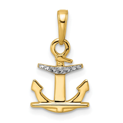 14K Yellow & Rhodium 14K/White D/C Anchor Pendant