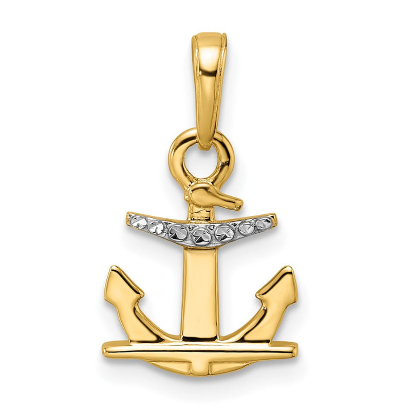 14K Yellow & Rhodium 14K/White D/C Anchor Pendant