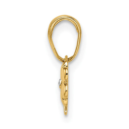14K Yellow & Rhodium White D/C 4 Leaf Clover Pendant