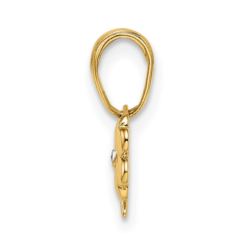 14K Yellow & Rhodium White D/C 4 Leaf Clover Pendant