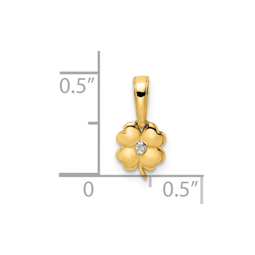 14K Yellow & Rhodium White D/C 4 Leaf Clover Pendant