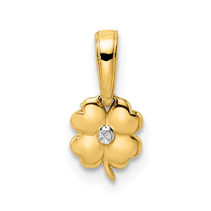 14K Yellow & Rhodium White D/C 4 Leaf Clover Pendant