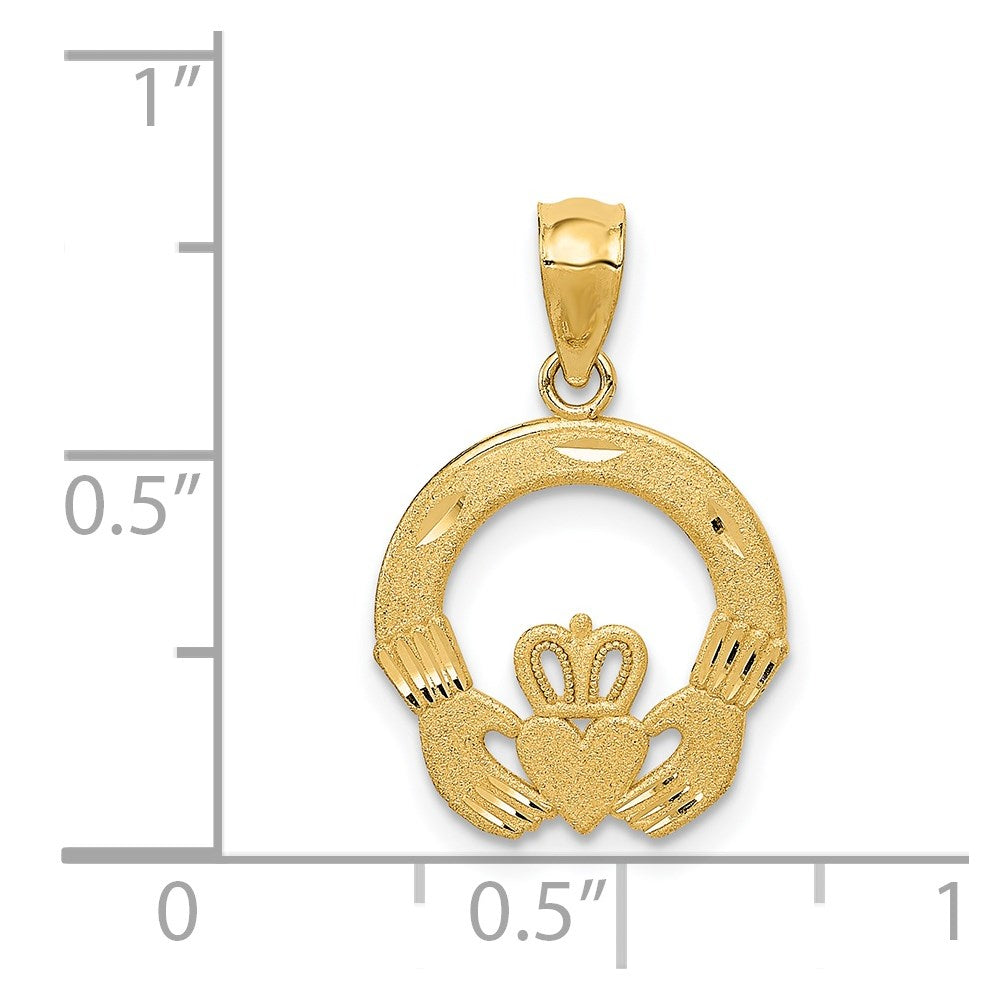 14K Yellow Gold Claddagh Charm