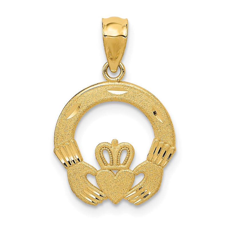 14K Yellow Gold Claddagh Charm