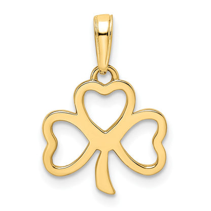 14K Yellow & Rhodium And White Diamond-Cut Clover Pendant