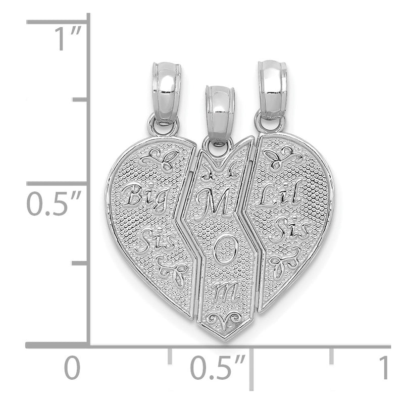 14K White Gold Break-Apart Big Sis-Mom-Lil Sis Charm
