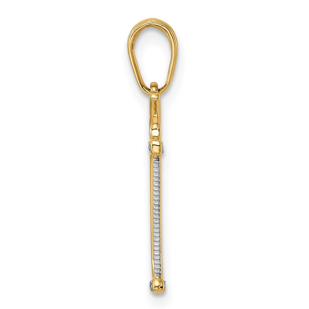 14K Yellow & Rhodium And White D/C Hacksaw Pendant