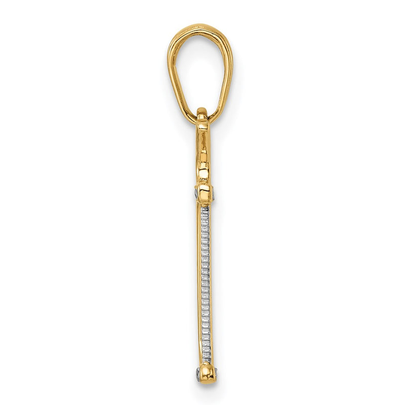 14K Yellow & Rhodium And White D/C Hacksaw Pendant
