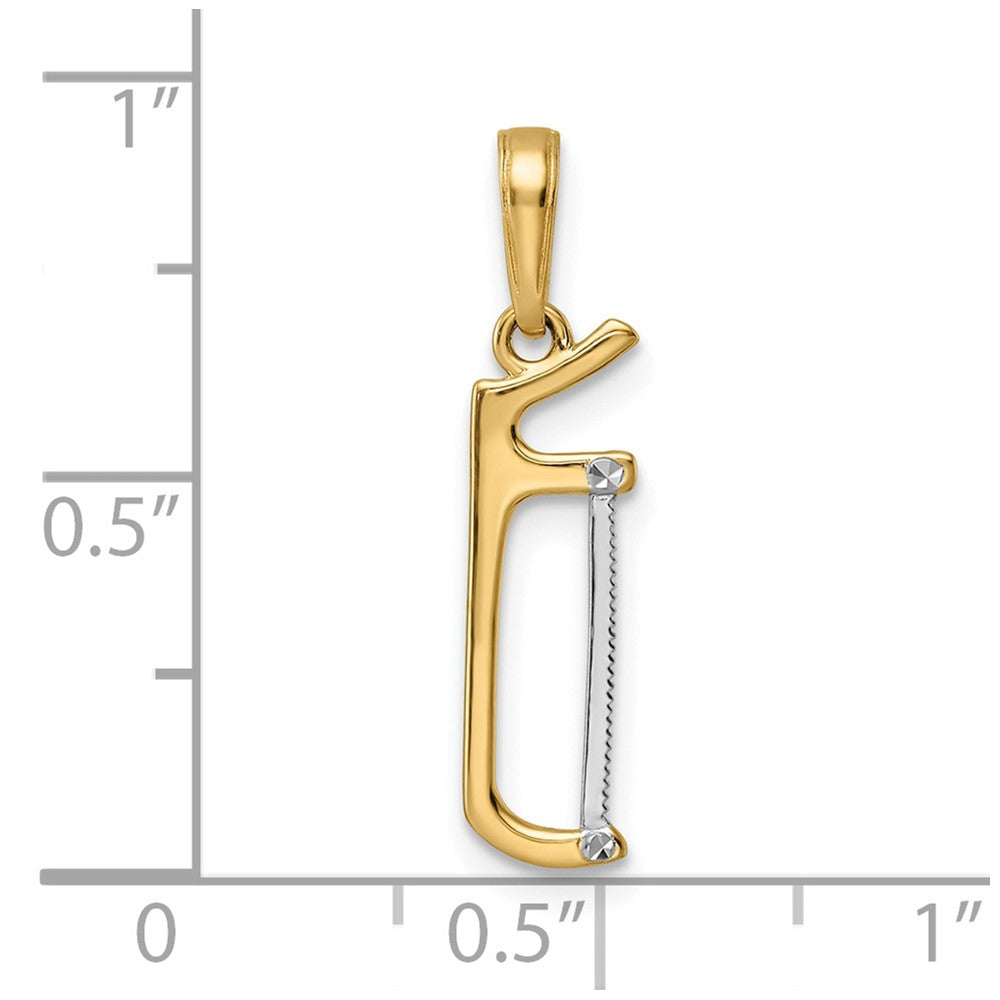 14K Yellow & Rhodium And White D/C Hacksaw Pendant