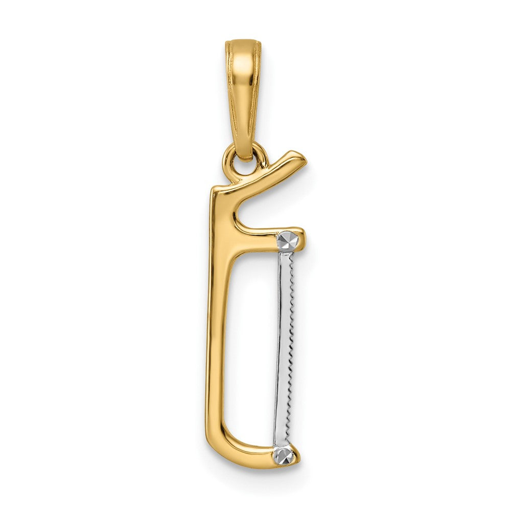14K Yellow & Rhodium And White D/C Hacksaw Pendant