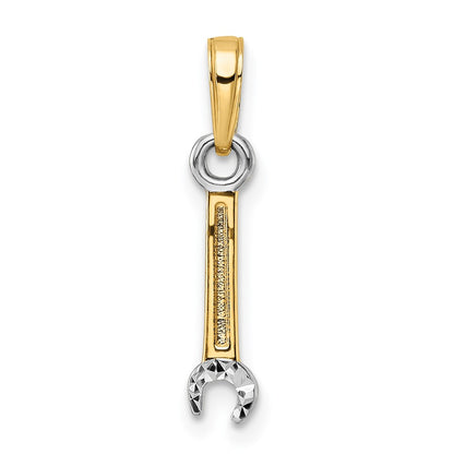 14K Yellow & Rhodium And White D/C Wrench Pendant
