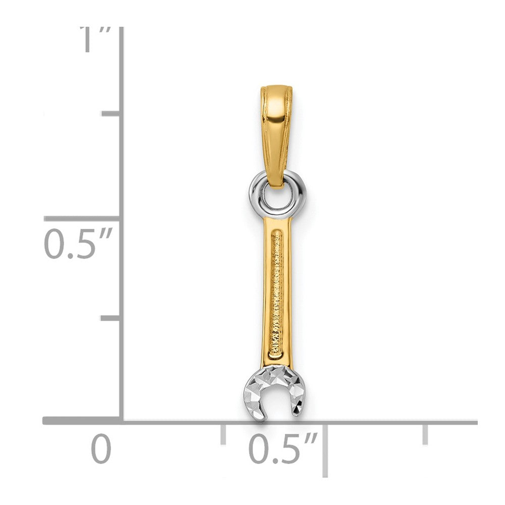 14K Yellow & Rhodium And White D/C Wrench Pendant
