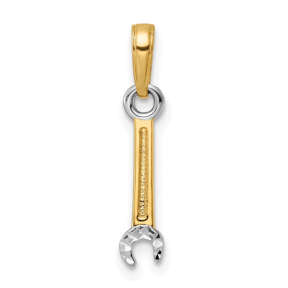 14K Yellow & Rhodium And White D/C Wrench Pendant