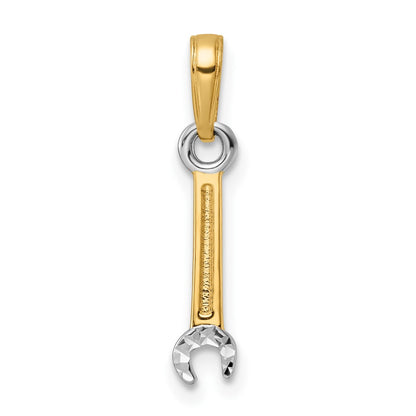 14K Yellow & Rhodium And White D/C Wrench Pendant