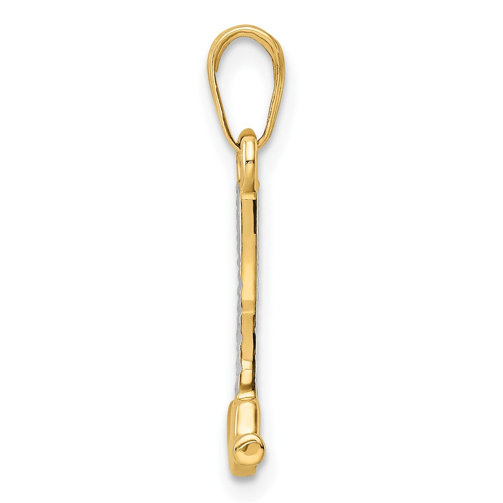 14K Yellow & Rhodium And White D/C Hammer Pendant